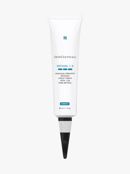 SkinCeuticals Retinol 1.0 in branded component on a light gray background